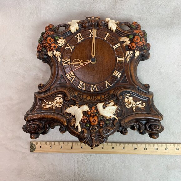 Arnel’s Vintage Hand Painted Wood-Look Ceramic Mantel Victorian Clock 10”H - Picture 12 of 16